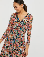 Flore Floral Mesh Asymmetric Hem Dress, Multi (MULTI), large