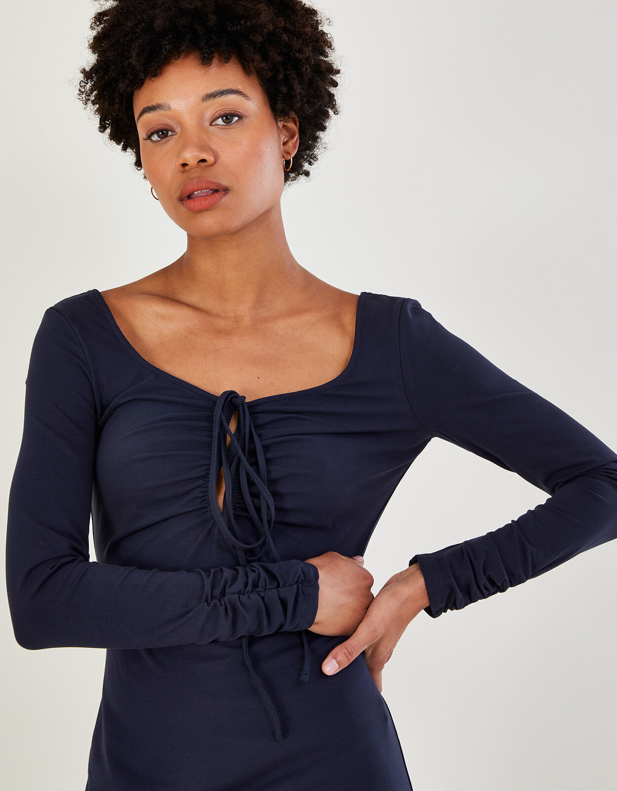 Navy jersey midi online dress