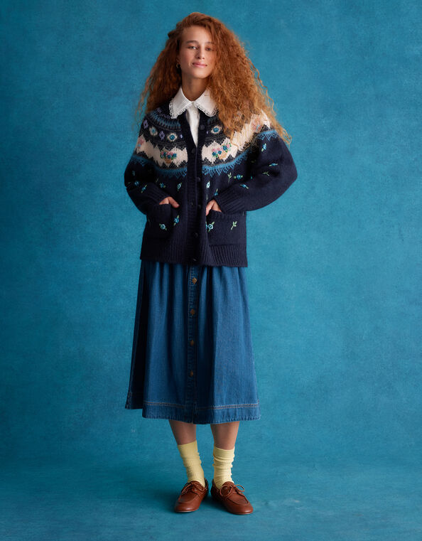 Hali Floral Handknit Cardigan , , large