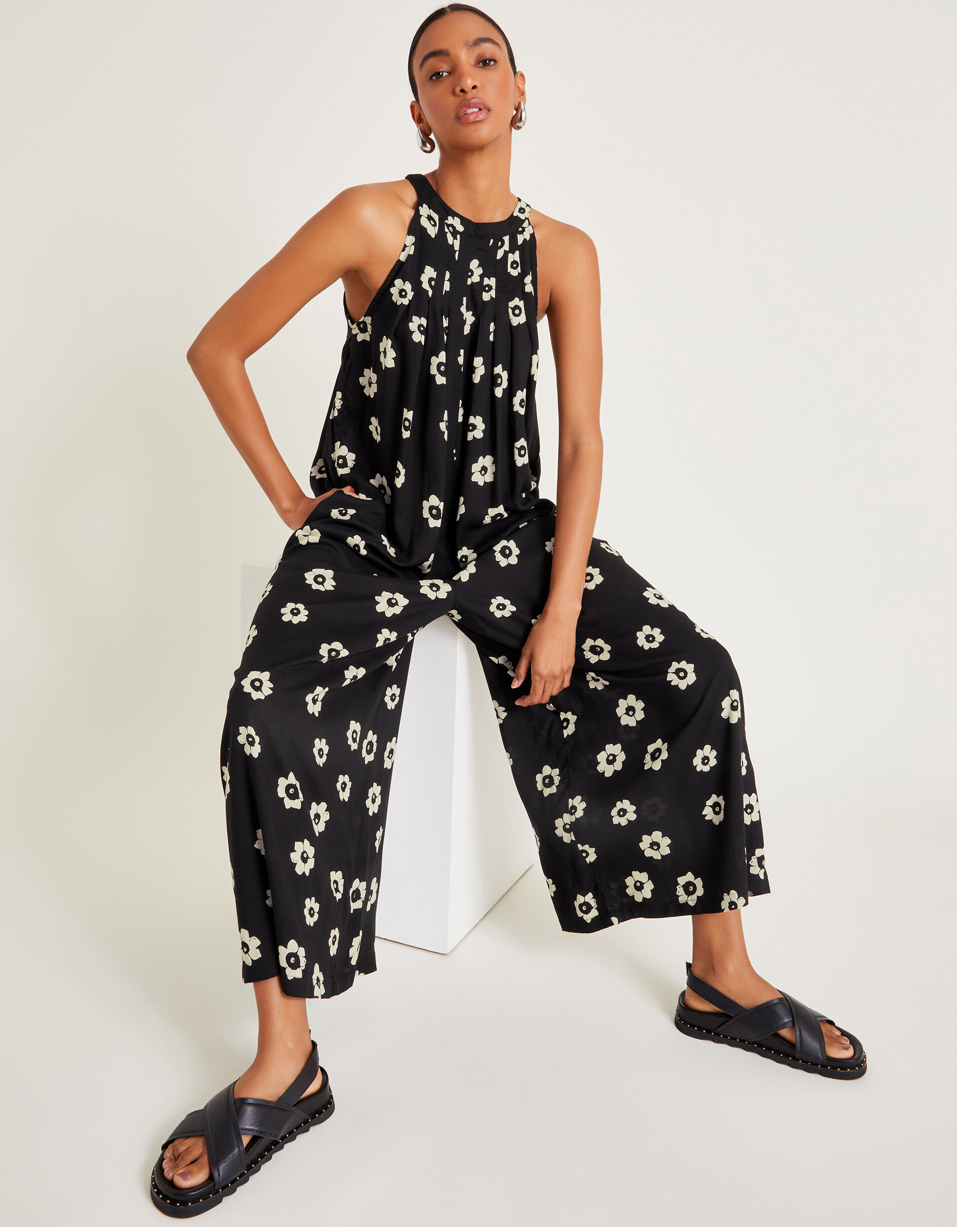 Lei Floral Wide Leg Jumpsuit Black Jumpsuits Monsoon Global