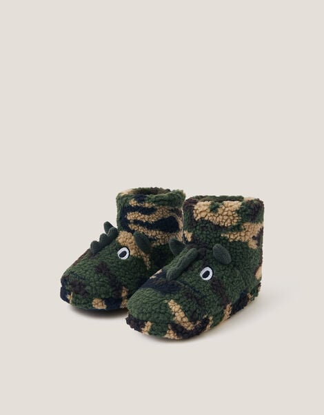 Dinosaur Camo Slipper Boots, Green (GREEN), large