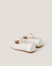 Baby Bow Satin Walker Shoes, Ivory (IVORY), large