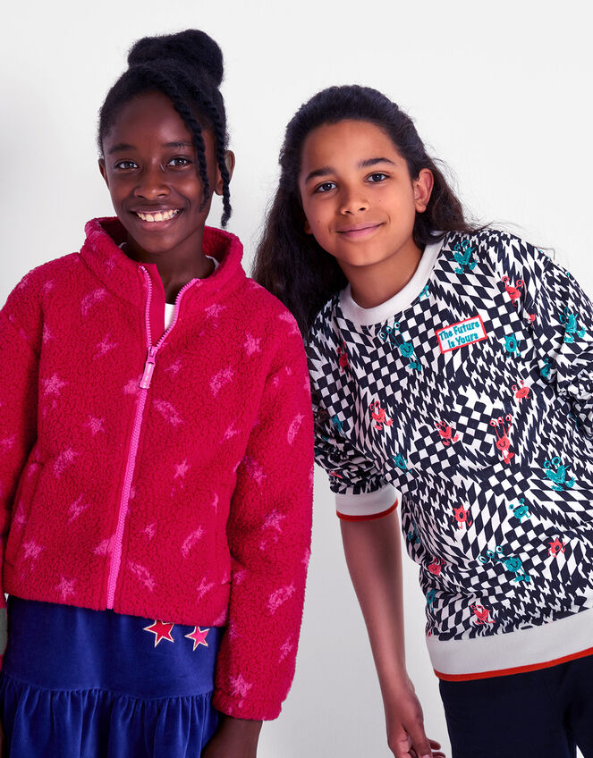 Star Print Teddy Fleece, Red (RED), large