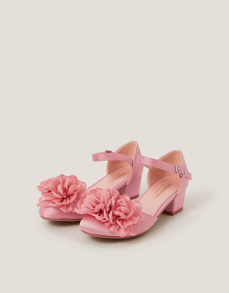 Corsage Satin Two-Part Heels, Pink (PINK), large