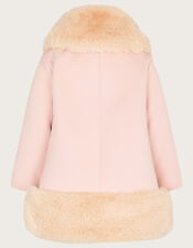 Baby Fur Trim Coat, Pink (PALE PINK), large