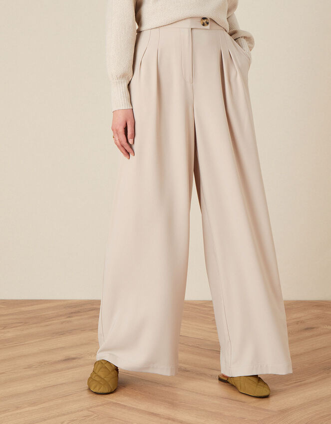 Wendy Wide Leg Trousers, Natural (STONE), large