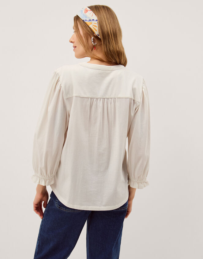 Leila Lace Jersey Top, Ivory (IVORY), large