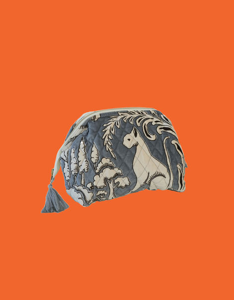 One Hundred Stars Sphinx Velvet Pouch, Grey (GREY), large
