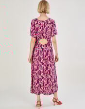 Strappy Feather Jersey Maxi Dress, Pink (PINK), large