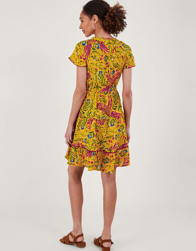 Floral and Palm Print Dress in LENZING™ ECOVERO™, Yellow (YELLOW), large