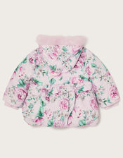 Baby Floral Peplum Padded Coat, Pink (PINK), large