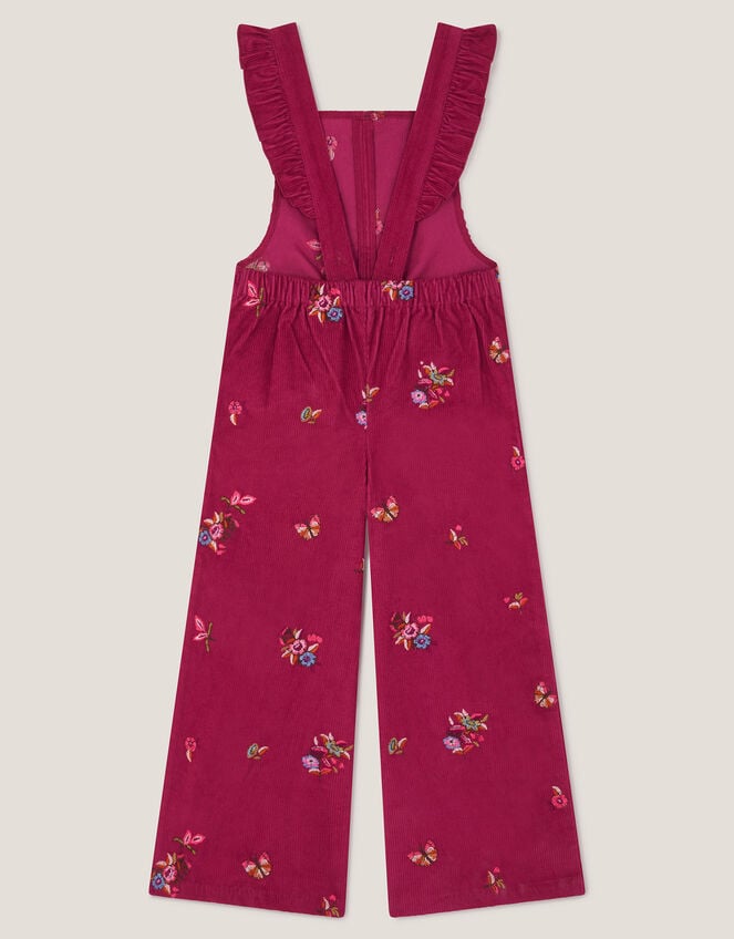 Embroidered Corduroy Dungarees, Red (BURGUNDY), large