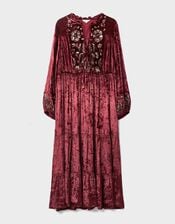 East Brogan Sequin Velvet Tiered Maxi Dress, Red (BERRY), large