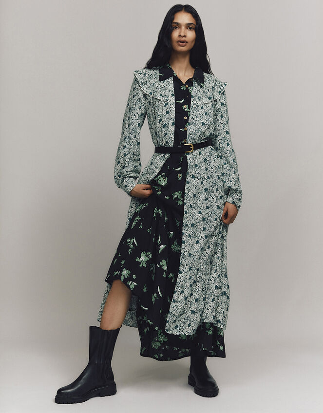 Frida Floral Print Dress, Green (GREEN), large