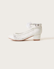 Flower Strap Lace Princess Shoes, Ivory (IVORY), large