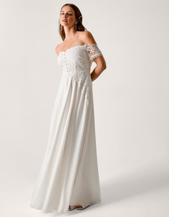 Maddie Off-Shoulder Bridal Dress, Ivory (IVORY), large