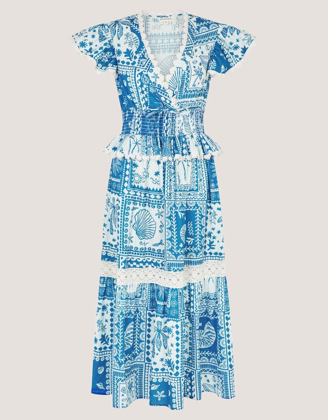 Soleil Print Midi Dress, Blue (COBALT), large