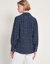 Shiloh Spot Print Shirt, Blue (NAVY), large