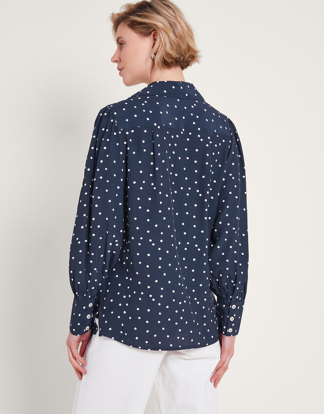 Shiloh Spot Print Shirt, Blue (NAVY), large