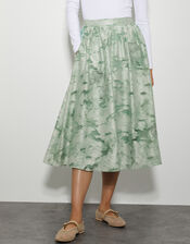 Josie Floral Jacquard Midi Skirt, Green (SAGE), large