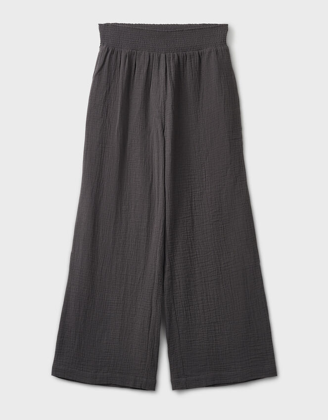 East Stephanie Crinkled Cotton Trousers, Grey (CHARCOAL), large