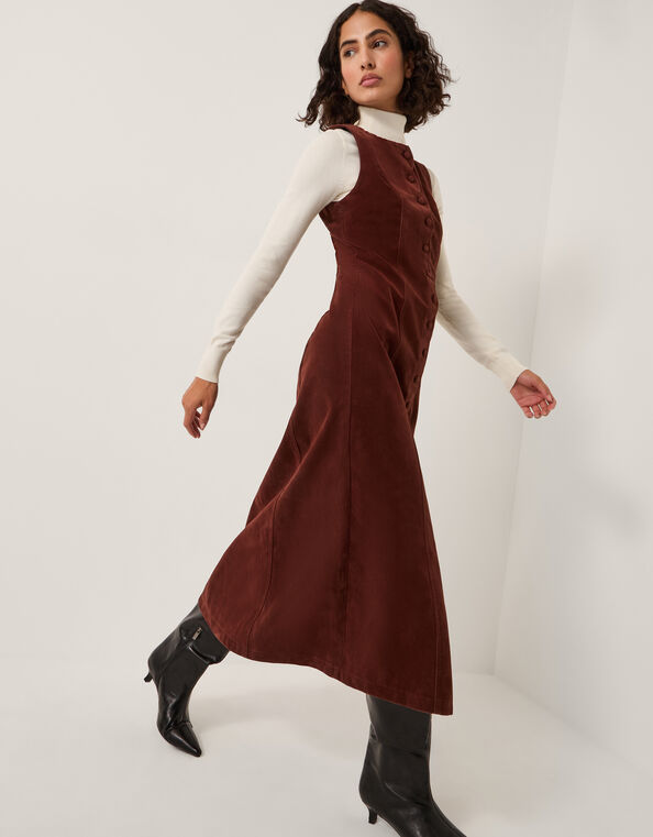 Rubi Sleeveless Scallop Midi Dress, Red (BURGUNDY), large