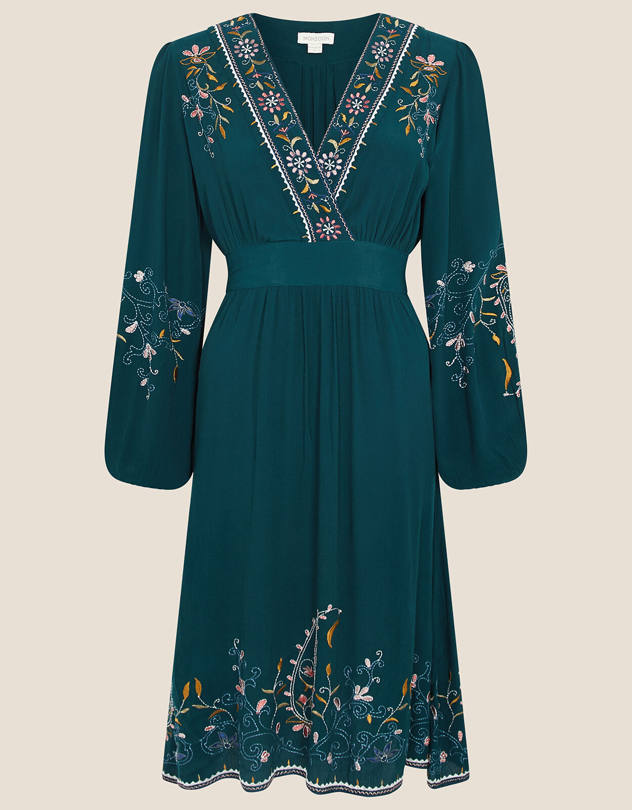 Embroidered Paisley Smart Dress Teal Evening Dresses Monsoon Global