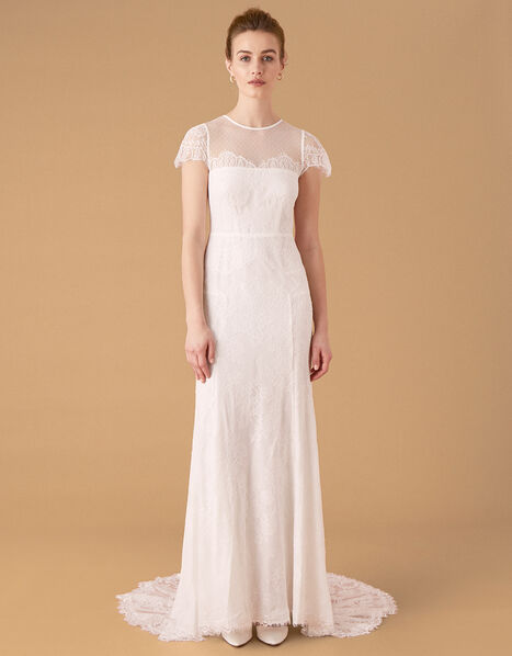 Rebecca Chantilly Lace Bridal Dress Ivory, Ivory (IVORY), large