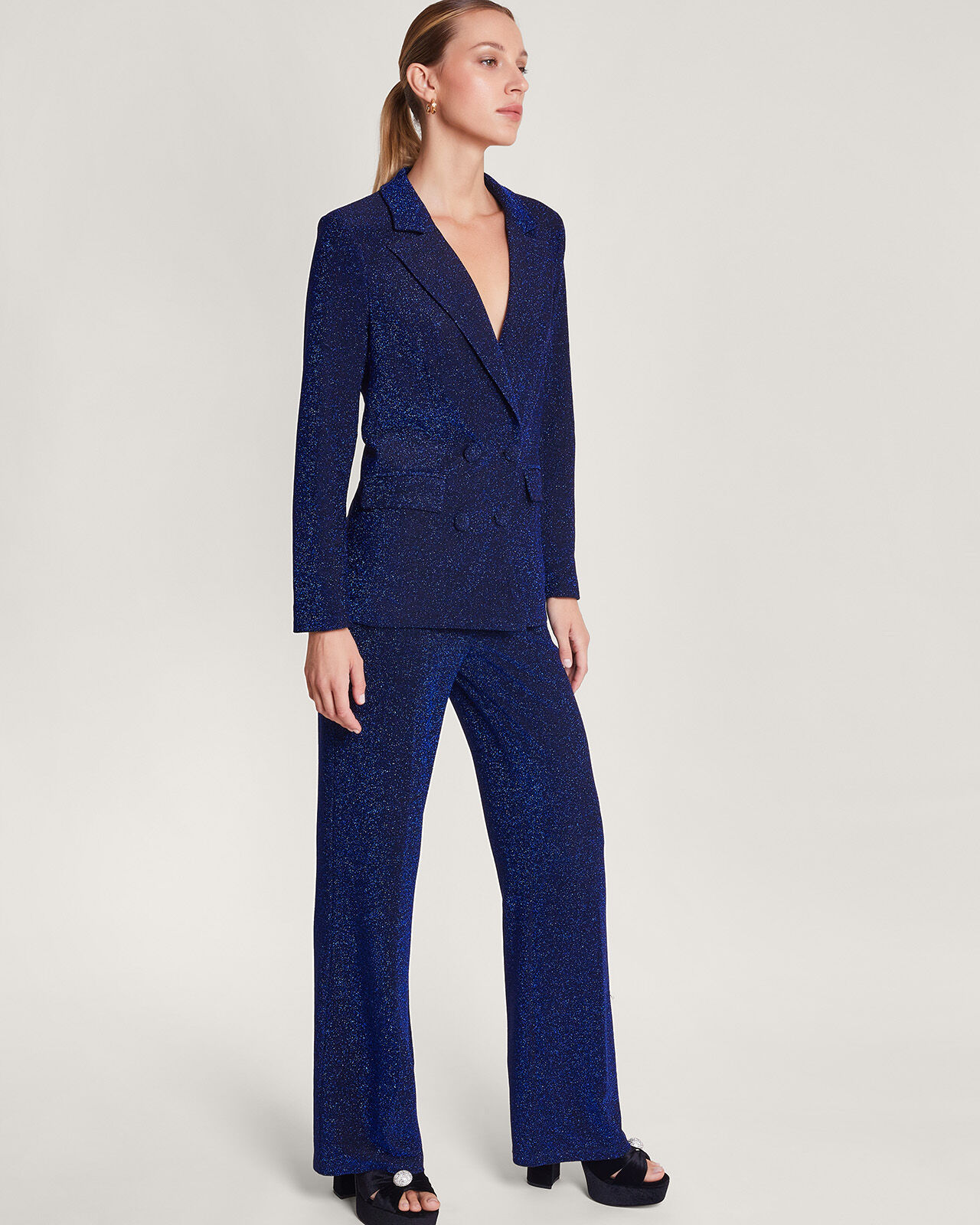 Tessa Tinsel Double Breasted Blazer Blue
