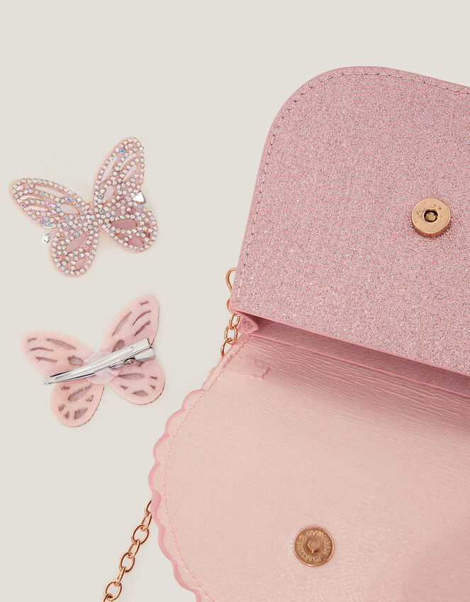 Scallop Butterfly Bag & Hair Clips Set, , large