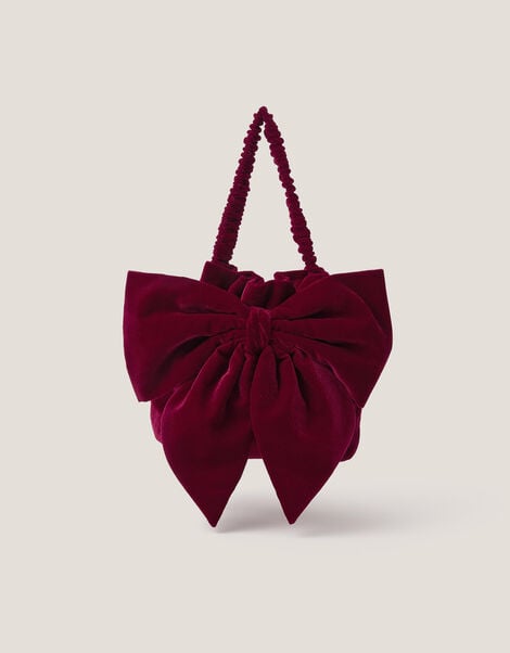 Ciri Bow Velvet Pouch Bag, , large