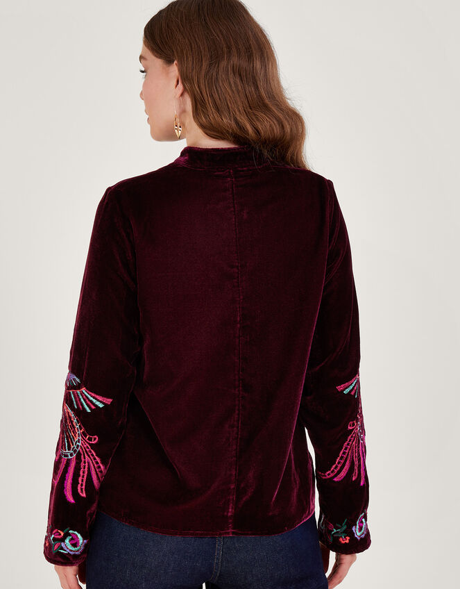 Verina Embroidered Velvet Jacket Red