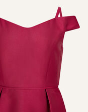 Bardot Duchess Twill Prom Dress, Red (BURGUNDY), large