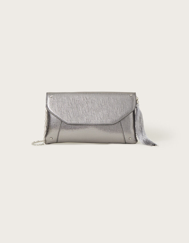 Metallic Ripple Clutch Bag, , large