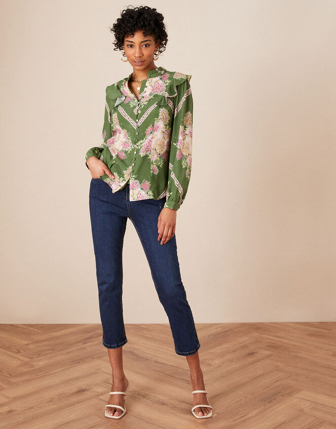 Sophia Scarf Print Blouse, Green (GREEN), large