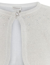 Niamh Crystal Knitted Cardigan, Silver (SILVER), large