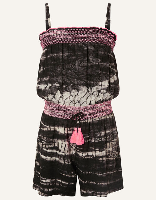 Tie Dye Playsuit in LENZING™ ECOVERO™ , Black (BLACK), large