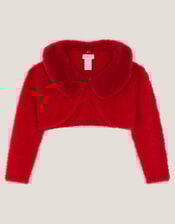 Baby Detachable Collar Fuzzy Cardigan, Red (RED), large