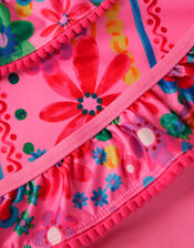 Flower Print Ruffle Tankini Set, Pink (PINK), large