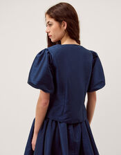 Mila Puff Sleeve Bow Jacket, Blue (NAVY), large