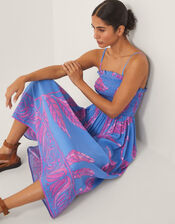 Pamela Palm Print Midi Sundress, Blue (BLUE), large
