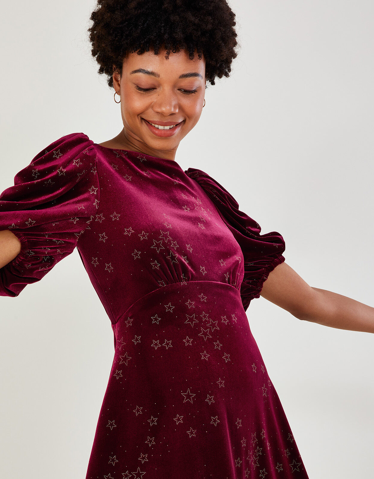 Monsoon red shop velvet dress