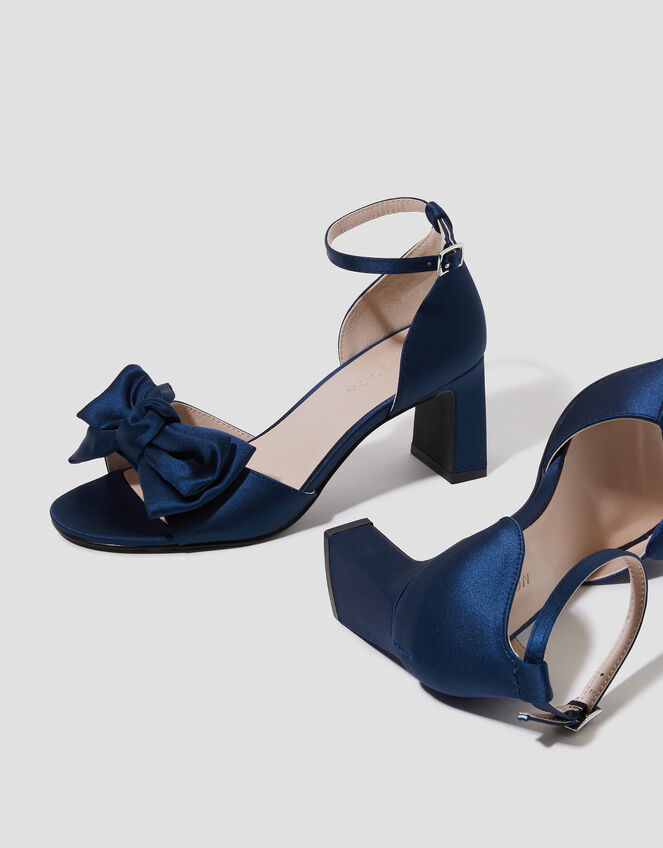 Tilda Satin Bow Heels, Blue (NAVY), large