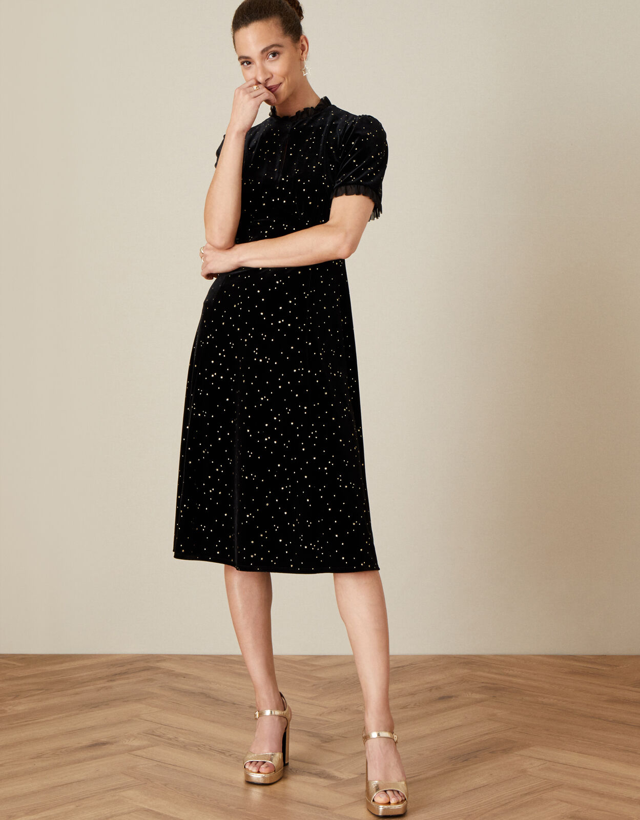 Monsoon black dress discount
