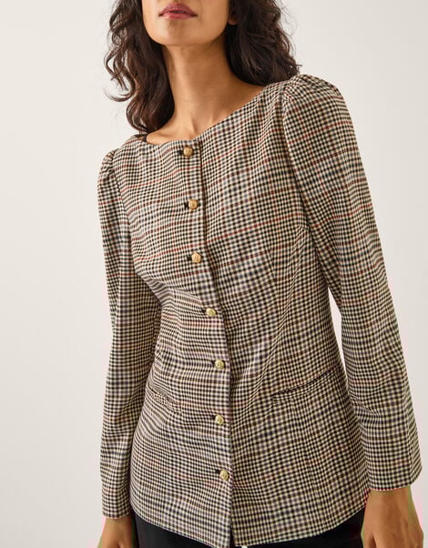 Carmen Check Print Jacket, Natural (NATURAL), large