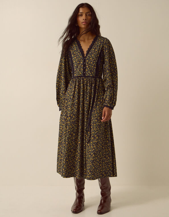 Sophie Floral Print Jersey Midi Dress, Blue (NAVY), large