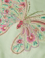 Butterfly Embellished Frill T-Shirt, Green (GREEN), large