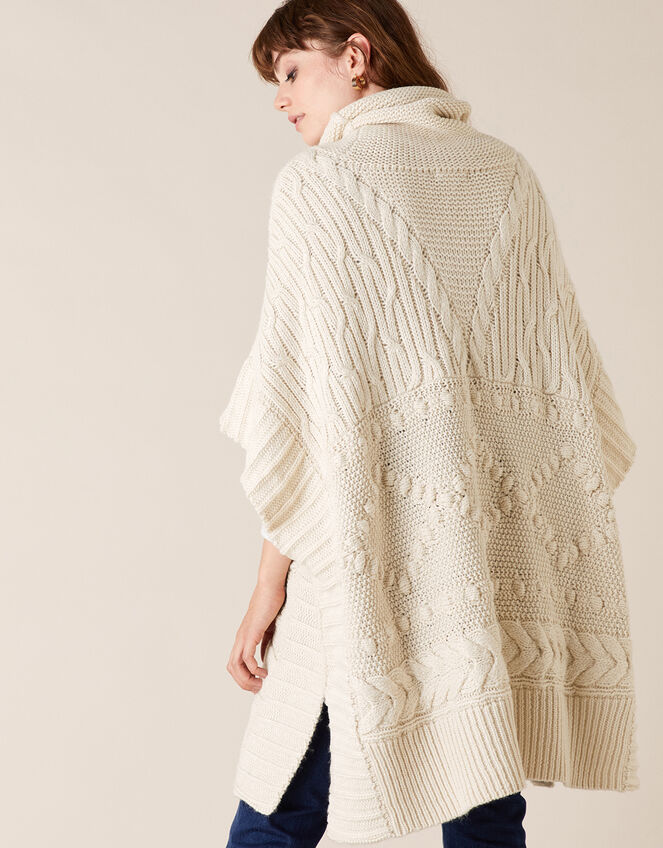 Chunky Knit Poncho, , large