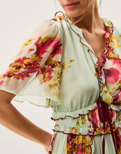 Perrie Frill Floral Print Maxi Dress, Green (SAGE), large