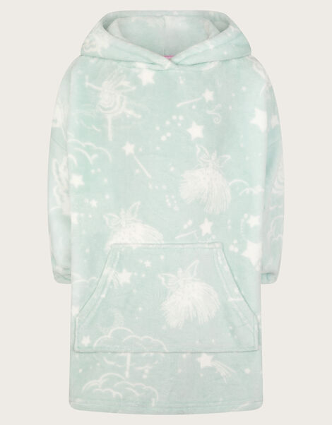 Fleece Fairy Print Blanket Hoodie, Green (GREEN), large